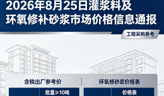 丰城2026年8月25日灌浆料及环氧修补砂浆市场价格信息通报